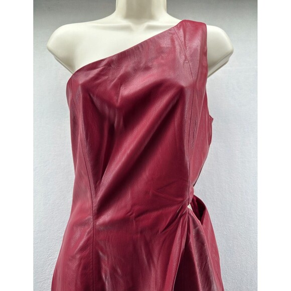 House Of Harlow 1960 Bordeaux Dress Size M Red Vegan Leather Midi Cut Out NWT - Picture 6 of 15